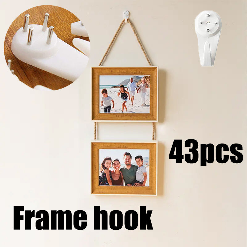 43pcs Traceless Nail Hooks for Concrete Walls Picture Frame Clock Hangers