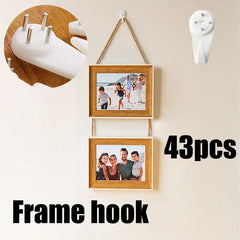 43pcs Traceless Nail Hooks for Concrete Walls Picture Frame Clock Hangers