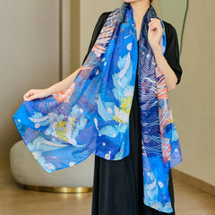 Cloud Yarn Shawl Lightweight Printed Sunscreen Turban