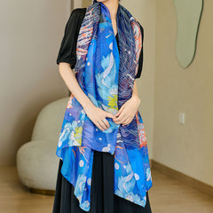 Cloud Yarn Shawl Lightweight Printed Sunscreen Turban