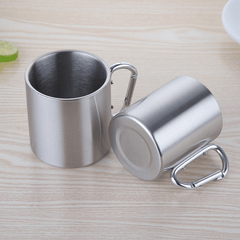 220ml Stainless Steel Water Cup with Handle for Camping