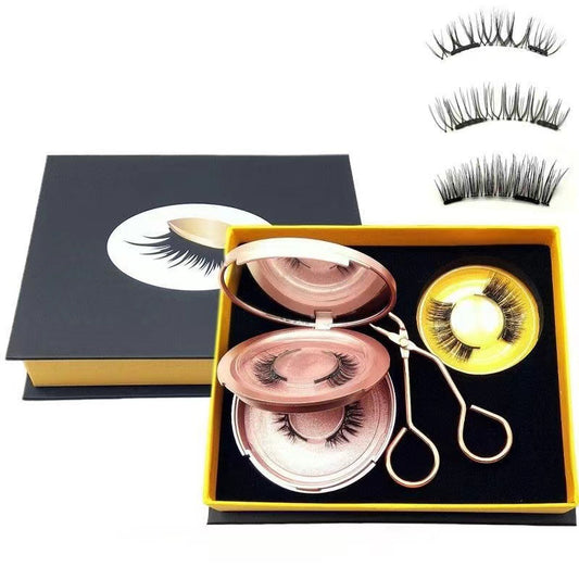 3 Pairs Magnetic False Eyelashes Set with Self Adhesive Technology