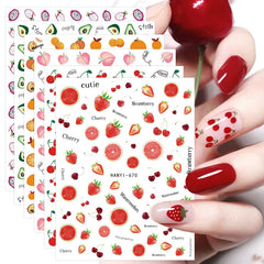 12 Sheets Fruit Nail Art Stickers Self Adhesive Decals