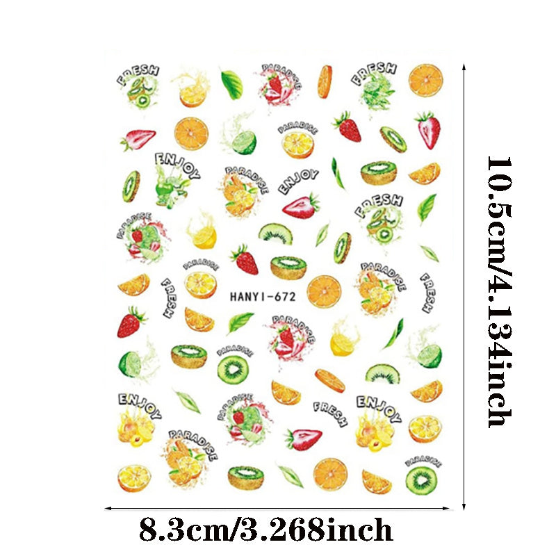 12 Sheets Fruit Nail Art Stickers Self Adhesive Decals