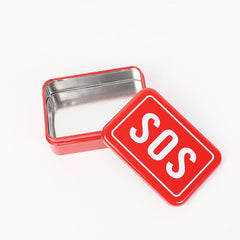 Small Pill Box Letter Pattern Square Container Metal Travel Medicine Box