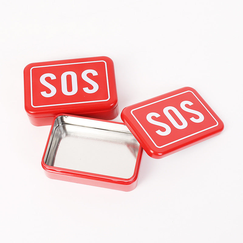 Small Pill Box Letter Pattern Square Container Metal Travel Medicine Box