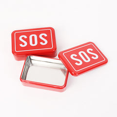 Small Pill Box Letter Pattern Square Container Metal Travel Medicine Box