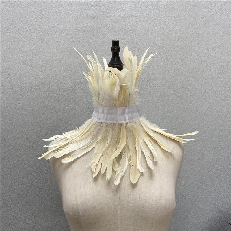 Gothic Style Neck Scarf Halloween Wedding Party Feather Accessories