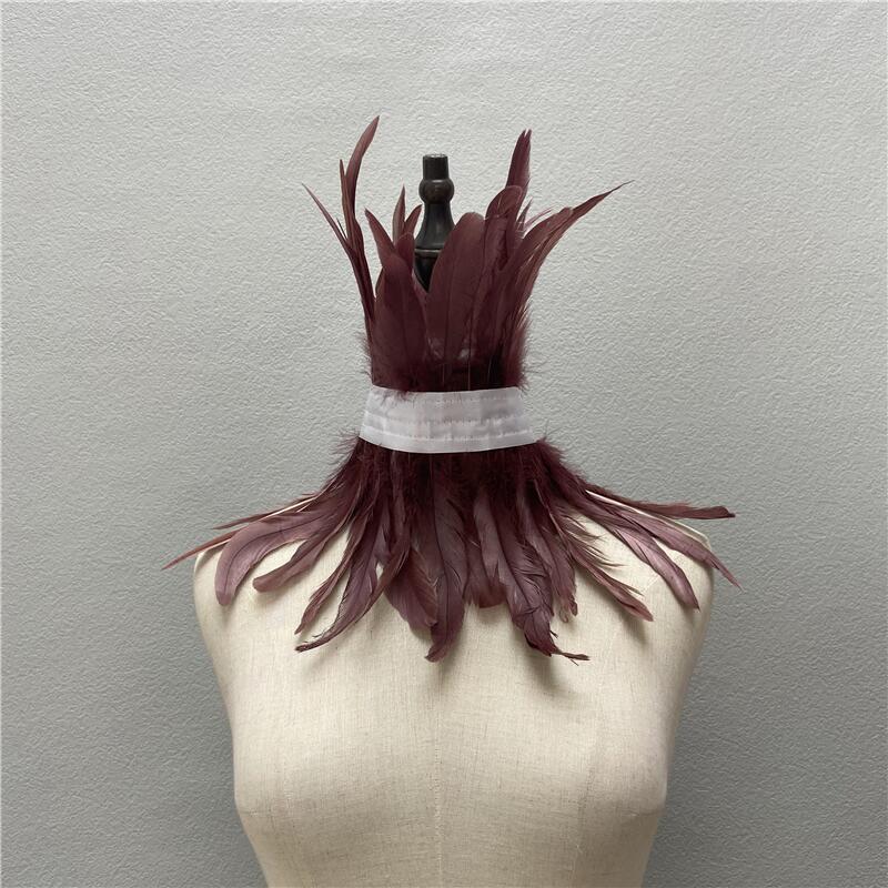 Gothic Style Neck Scarf Halloween Wedding Party Feather Accessories