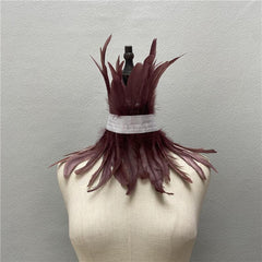 Gothic Style Neck Scarf Halloween Wedding Party Feather Accessories
