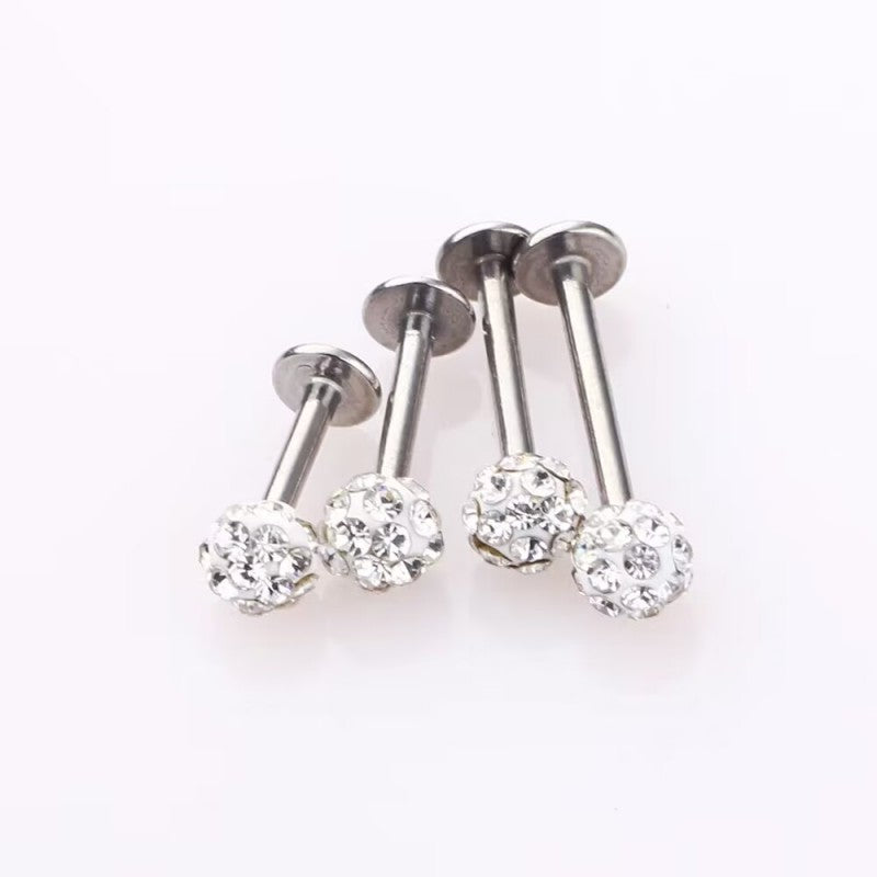 4pcs CZ Decor Stud Earrings T Bar Lip Stud Jewelry