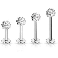 4pcs CZ Decor Stud Earrings T Bar Lip Stud Jewelry