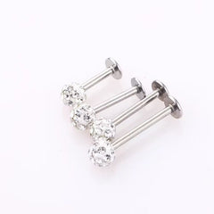 4pcs CZ Decor Stud Earrings T Bar Lip Stud Jewelry