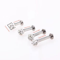 4pcs CZ Decor Stud Earrings T Bar Lip Stud Jewelry