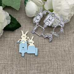 1pc Easter Bunny Motorcycle Metal Cutting Dies for DIY Scrapbooking Embossing