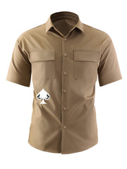 Money Jar Skeleton Bunny Casual Short Sleeve Cargo Shirt