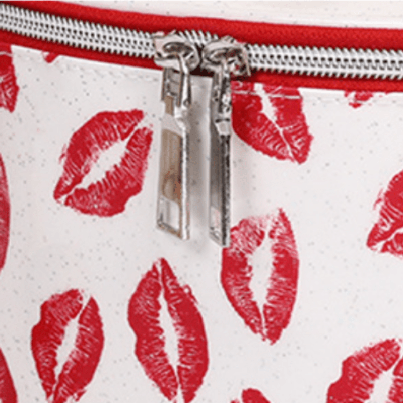 Red Lip Pattern Makeup Bag Waterproof Portable Toiletries Storage