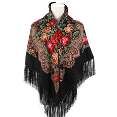 Boho Print Tassel Square Scarf Warm Blanket for Outdoor Cape
