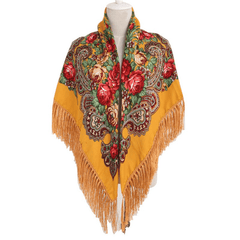 Boho Print Tassel Square Scarf Warm Blanket for Outdoor Cape