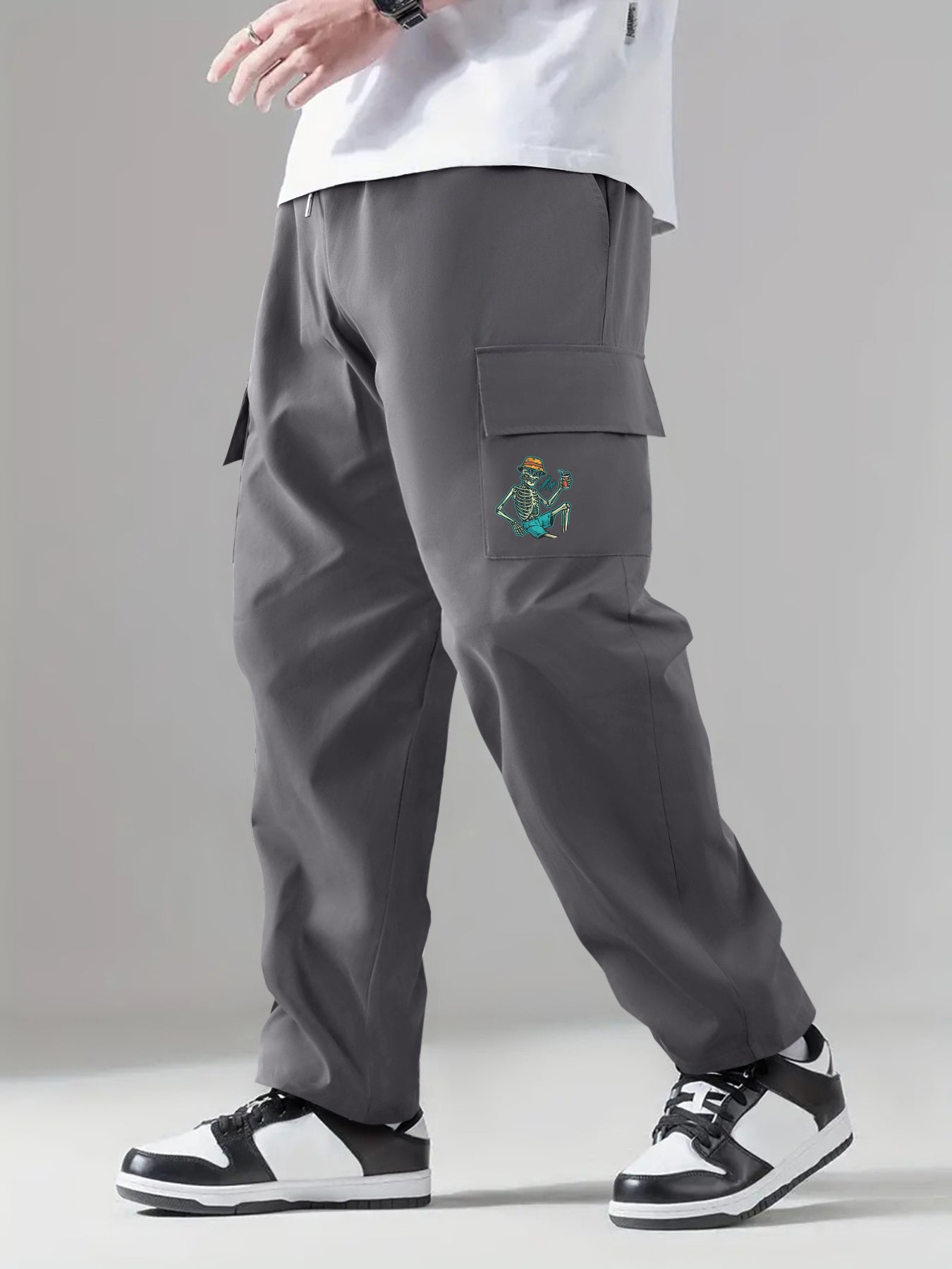 Cargo Pants Men's Drawstring Loose Straight Leg