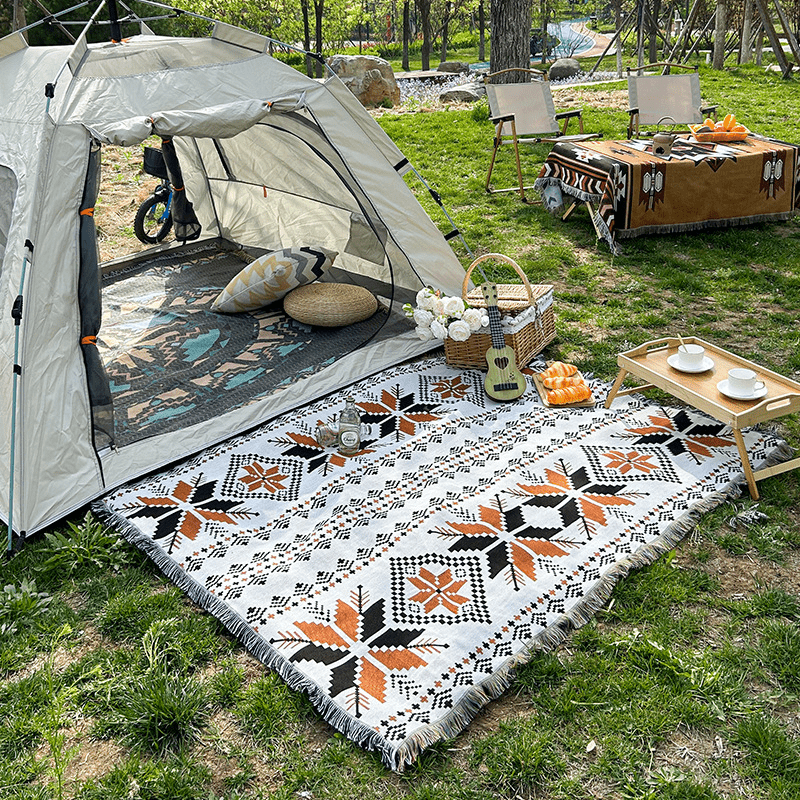 Bohemian Style Picnic Mat for Outdoor Camping and Beach Use