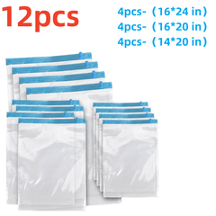 12pcs Transparent Compression Bags Dustproof Organizers for Travel Storage