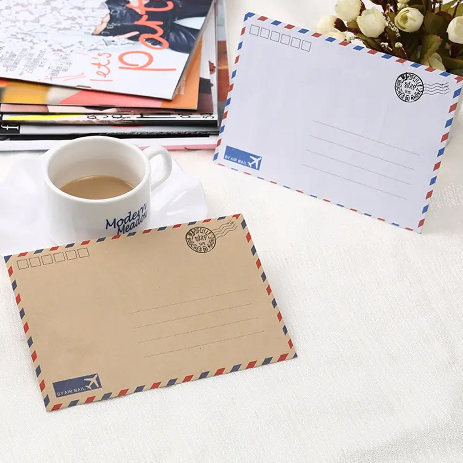 8pcs Vintage Envelopes, Classic Aged Retro Style Envelopes