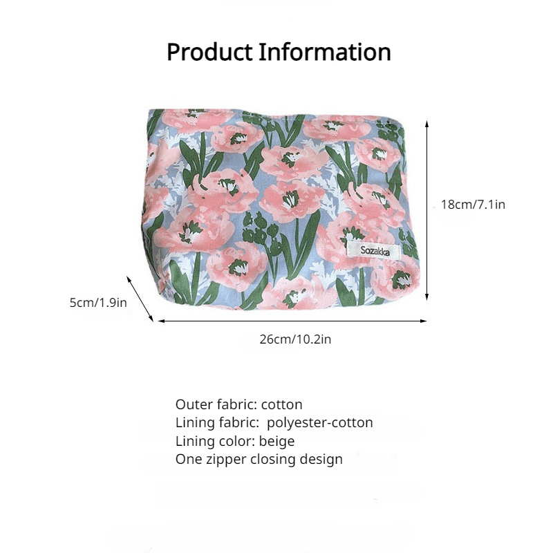 Floral Graphic Makeup Bag Soft and Roomy Toiletry Organizer