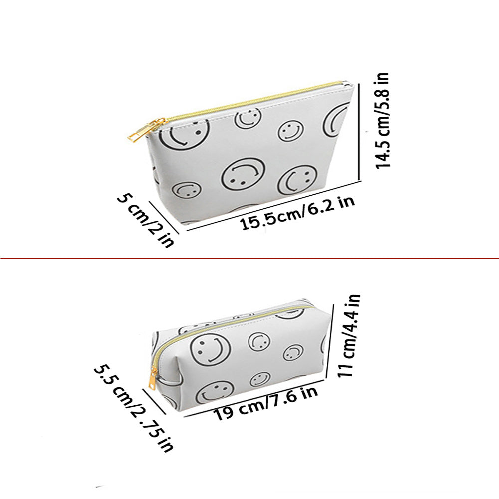 Smiling Face Makeup Bag Waterproof PU Leather Cosmetic Pouch for Women