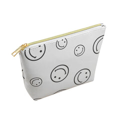 Smiling Face Makeup Bag Waterproof PU Leather Cosmetic Pouch for Women