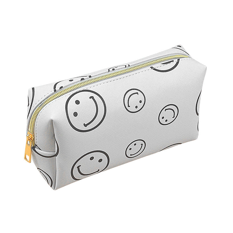 Smiling Face Makeup Bag Waterproof PU Leather Cosmetic Pouch for Women