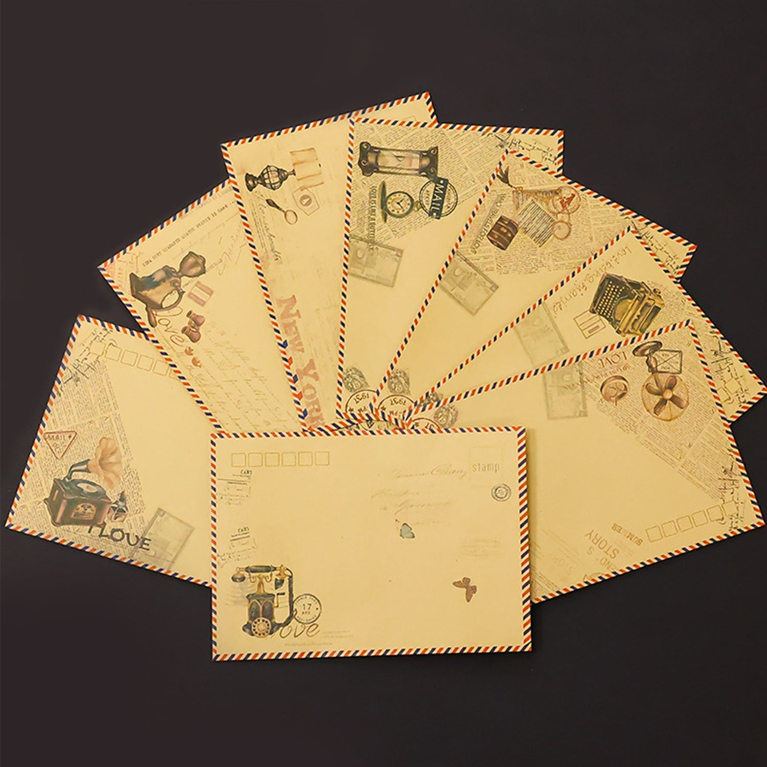 8pcs Vintage Aged Envelopes Retro Style Classic Design
