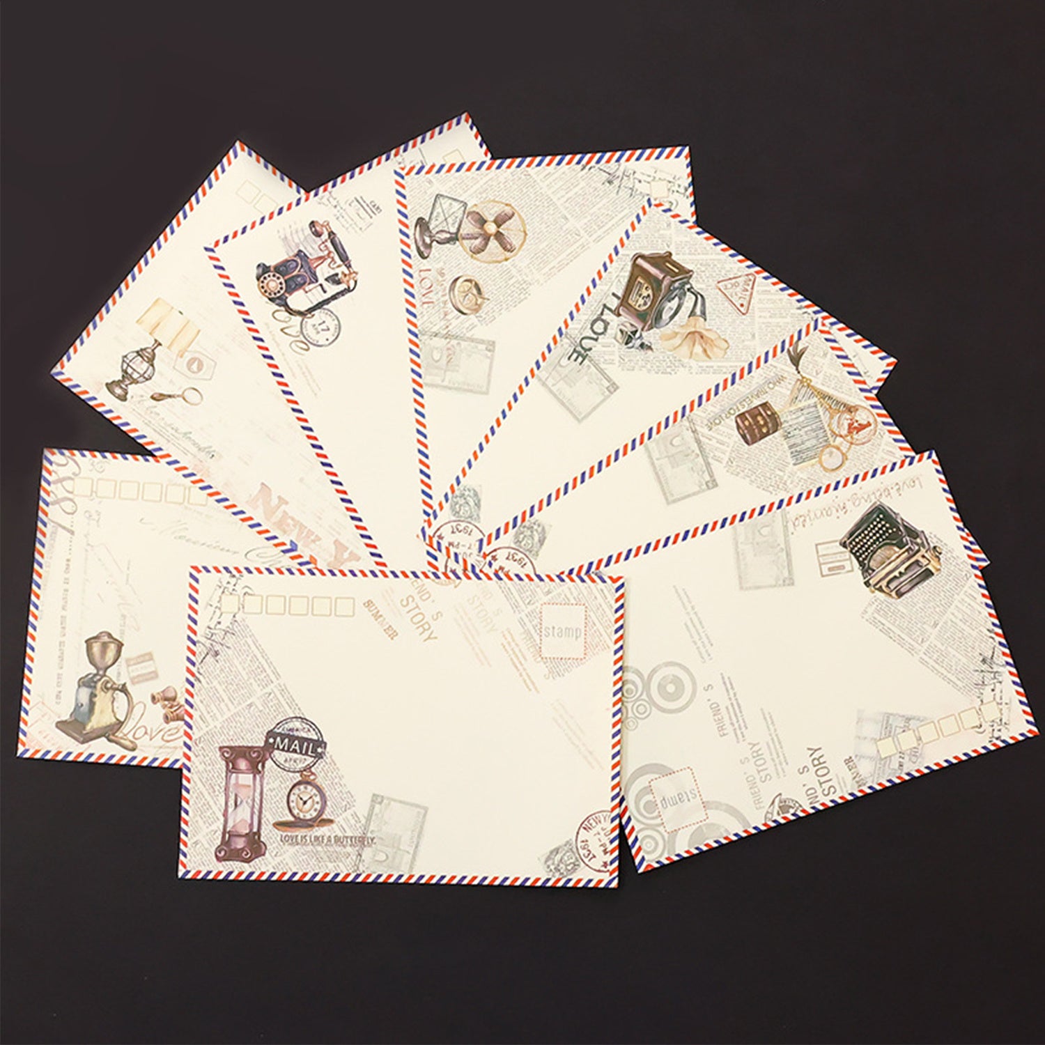 8pcs Vintage Aged Envelopes Retro Style Classic Design