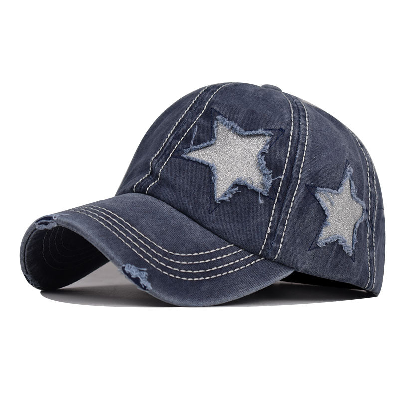 Star Distressed Ponytail Baseball Cap