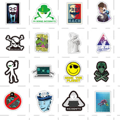 50 Pcs Hacker Cartoon Stickers - Waterproof Vinyl Decals for Water Bottle