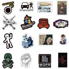 50 Pcs Hacker Cartoon Stickers - Waterproof Vinyl Decals for Water Bottle