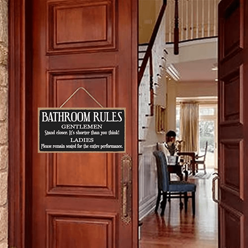 Bathroom Rules Wooden Sign Gentlemen And Ladies