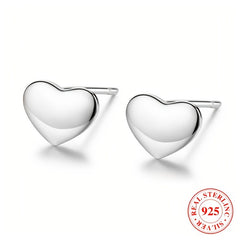 925 Sterling Silver Heart Stud Earrings Hypoallergenic Jewelry for Girls