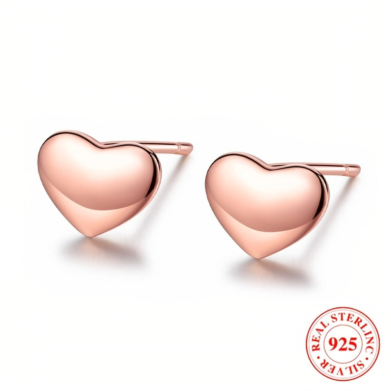 925 Sterling Silver Heart Stud Earrings Hypoallergenic Jewelry for Girls