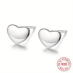 925 Sterling Silver Heart Stud Earrings Hypoallergenic Jewelry for Girls