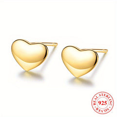 925 Sterling Silver Heart Stud Earrings Hypoallergenic Jewelry for Girls