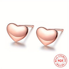 925 Sterling Silver Heart Stud Earrings Hypoallergenic Jewelry for Girls