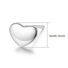 925 Sterling Silver Heart Stud Earrings Hypoallergenic Jewelry for Girls