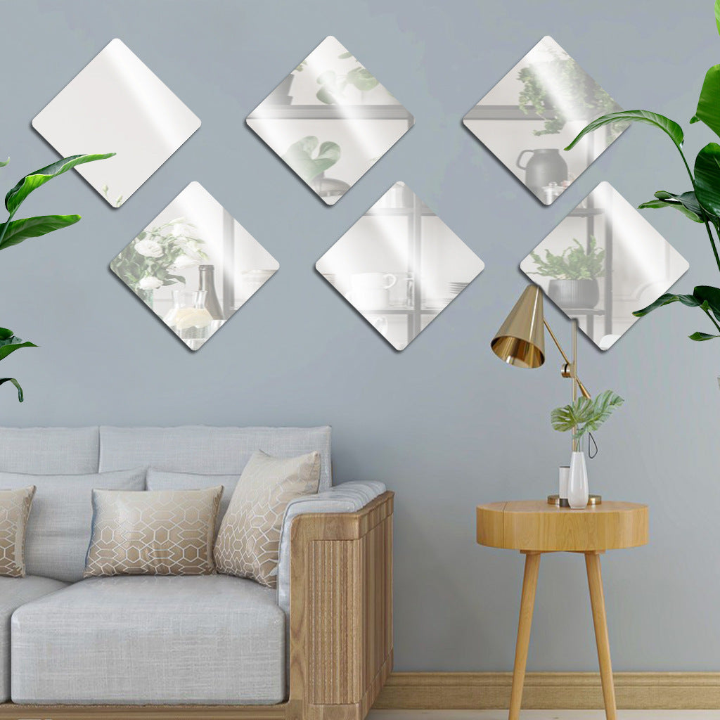 6pcs 3D Acrylic Square Mirror Wall Stickers