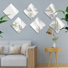 6pcs 3D Acrylic Square Mirror Wall Stickers