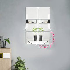 6pcs 3D Acrylic Square Mirror Wall Stickers