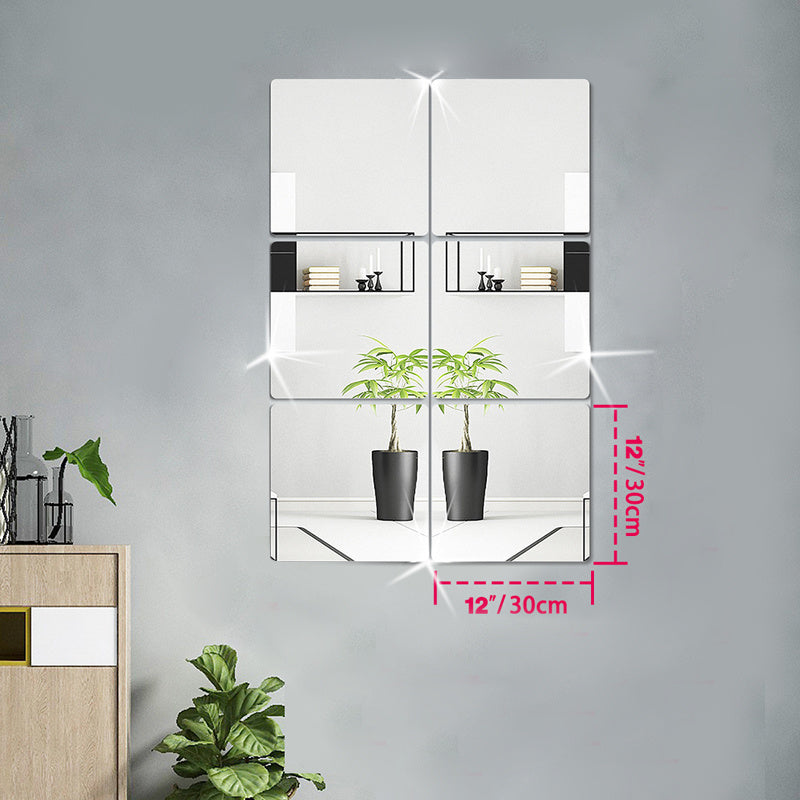 6pcs 3D Acrylic Square Mirror Wall Stickers