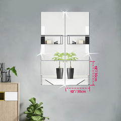 6pcs 3D Acrylic Square Mirror Wall Stickers