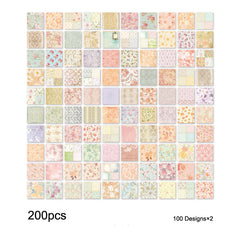 200pcs Floral Junk Journal Paper for Scrapbooking Decoration