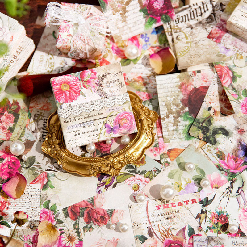 200pcs Floral Junk Journal Paper for Scrapbooking Decoration